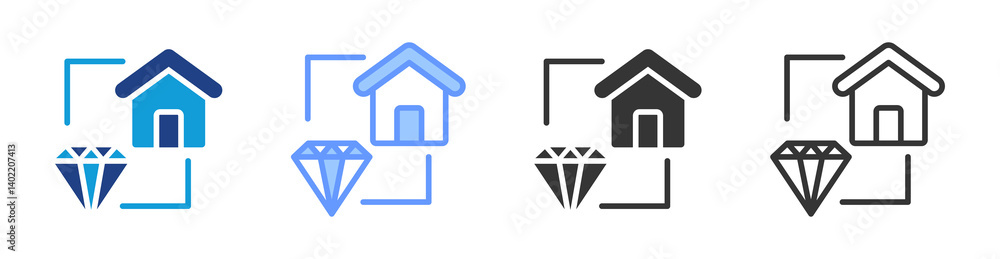 Poster real estate icon set multiple style collection