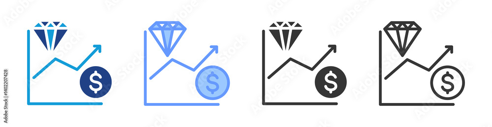 Poster Market Value icon set multiple style collection