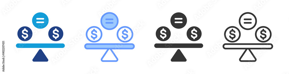 Poster equity icon set multiple style collection
