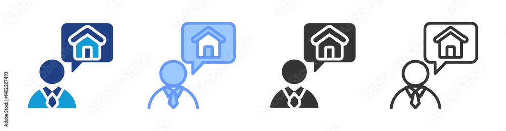 Poster Realtor icon set multiple style collection