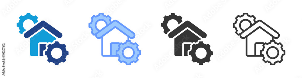 Poster property management icon set multiple style collection