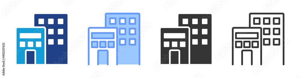 Poster commercial property icon set multiple style collection