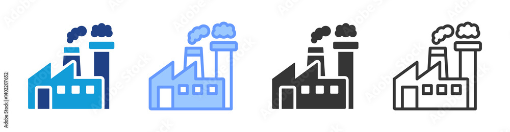 Aufkleber industrial property icon set multiple style collection