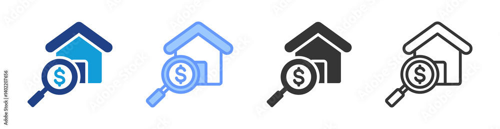 Aufkleber valuation icon set multiple style collection