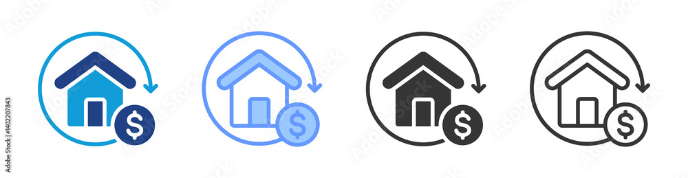 Aufkleber property flipping icon set multiple style collection