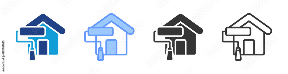 Poster renovation icon set multiple style collection
