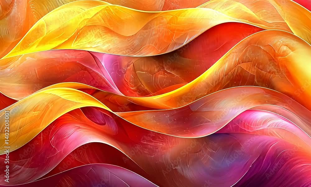 Wall mural dynamic abstract waves in vibrant colors with smooth gradients and fluid forms evoking energy and cr
