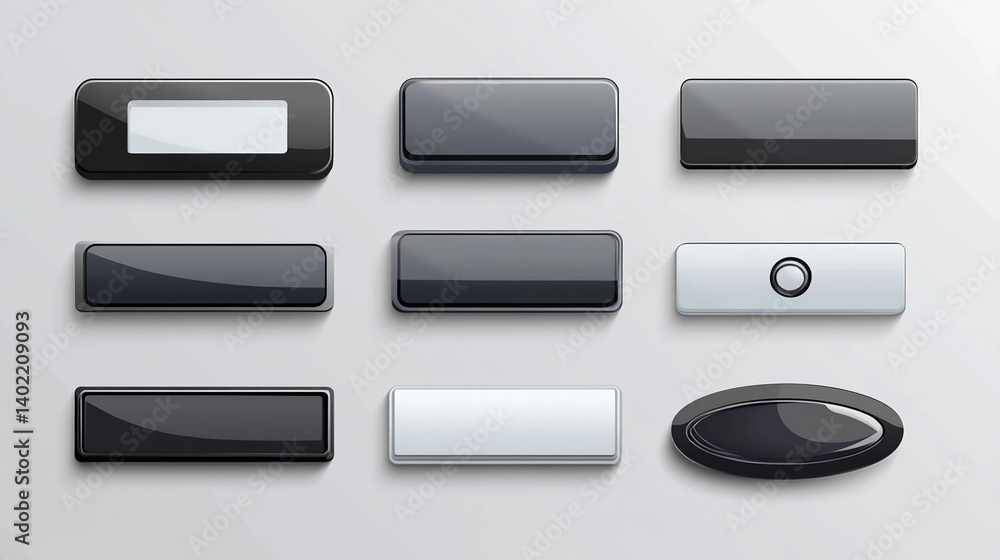Poster isolated glossy button set for web design ui elements vector graphic user interface design elements