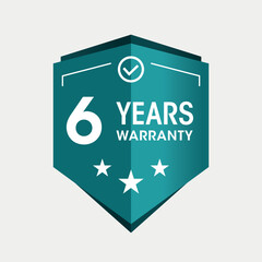 6 Years warranty Badge Sign illustration Vector.