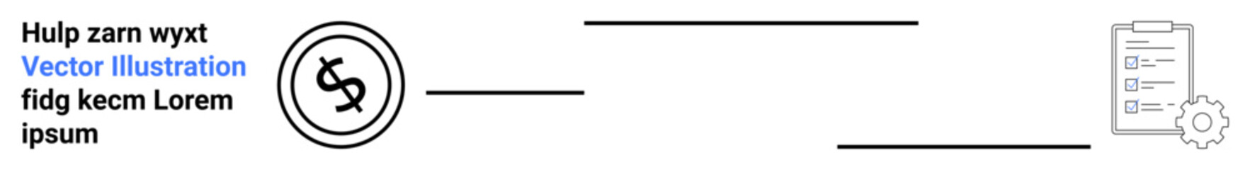 Circular dollar sign icon linked to a document with gears, symbolizing financial management, transactions, and workflows. Ideal for finance, banking, accounting, automation, strategy planning