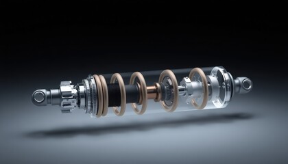 Precision Engineering A Detailed Look Inside a High-Performance Shock Absorber System, Revealing Intricate Internal Mechanisms.