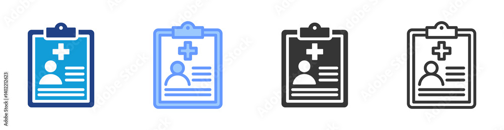 Poster Health Data icon set multiple style collection
