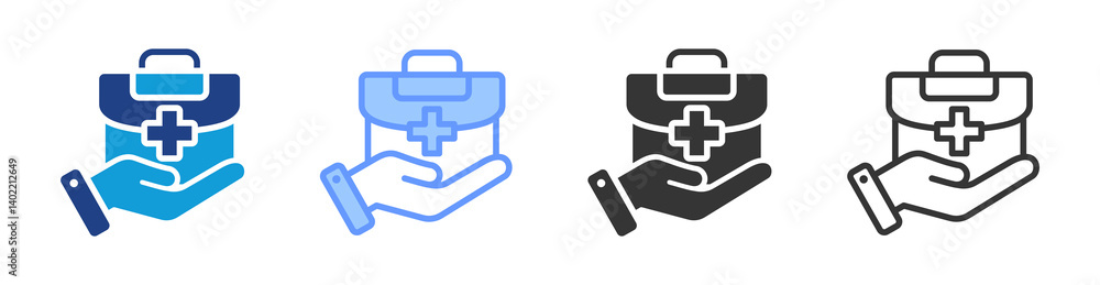 Aufkleber healthcare provider icon set multiple style collection
