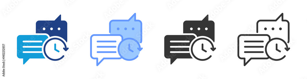 Poster Real Time Communication icon set multiple style collection