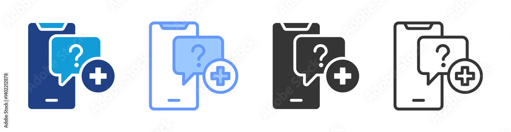Poster E Consultation icon set multiple style collection