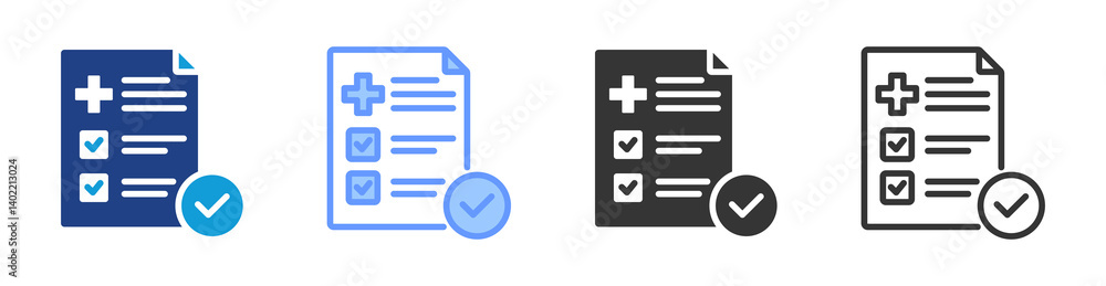 Poster health assessment icon set multiple style collection
