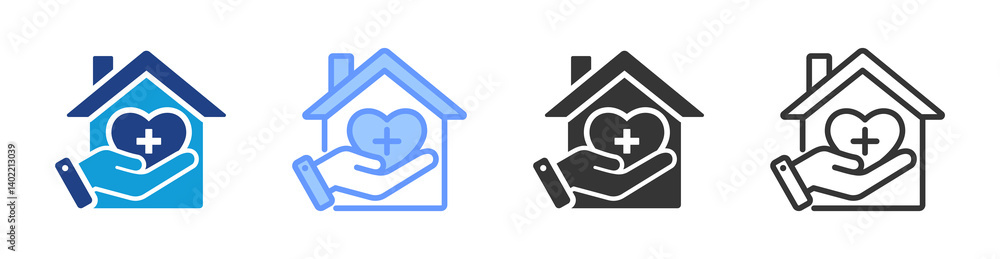 Poster homecare icon set multiple style collection
