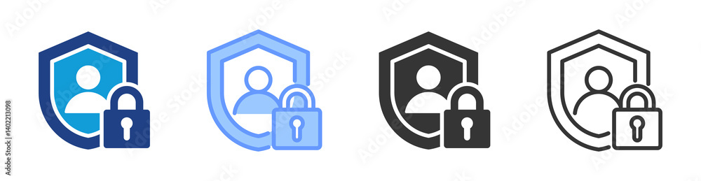 Poster privacy icon set multiple style collection
