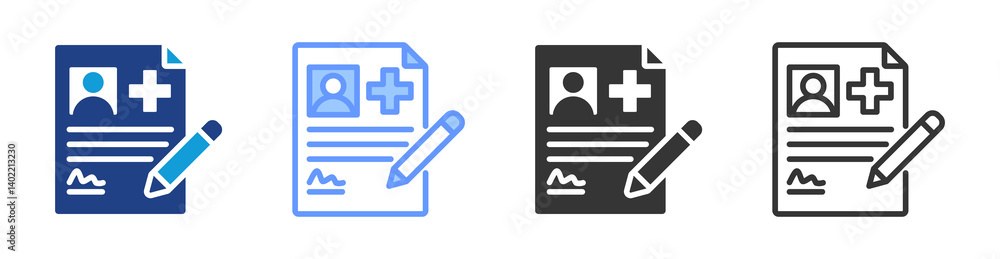Poster patient consent icon set multiple style collection