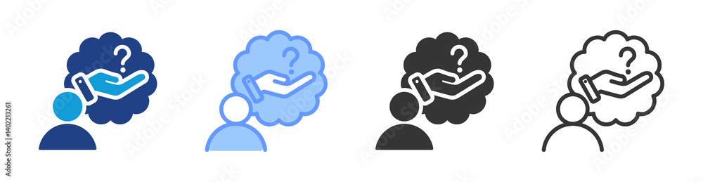 Poster specialist consultation icon set multiple style collection