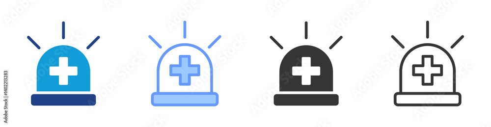 Poster emergency care icon set multiple style collection