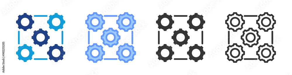 Poster Interoperability icon set multiple style collection