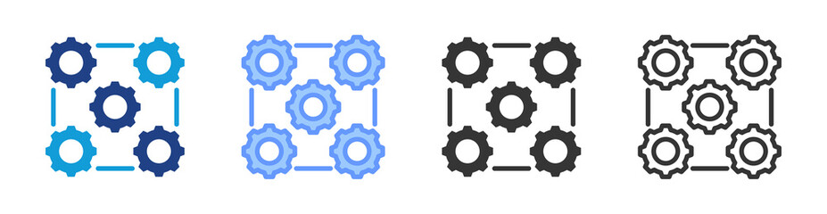 Interoperability icon set multiple style collection