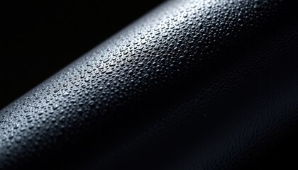 Close-up of a dark, textured surface glistening with countless water droplets, creating a captivating interplay of light and shadow.