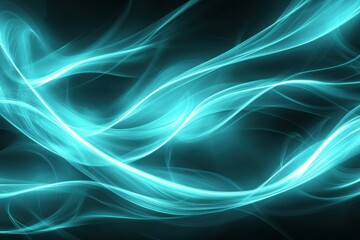 Fototapeta premium Abstract teal flowing lines on dark background