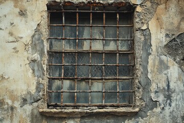 Rusty Window on a Decaying Wall: A Glimpse into Time's Passage