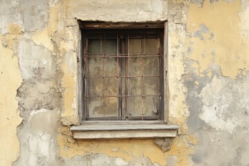 A weathered window in an old building