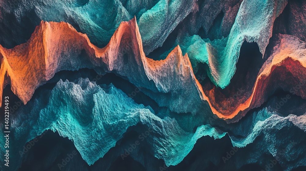 Aufkleber abstract colorful waves of textured patterns creating a vibrant visual landscape with depth
