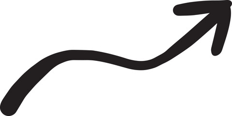 くねくね上に伸びる矢印の手書きイラスト