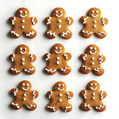 Soft and chewy gingerbread cookies with a warm, spiced flavor and a slightly crisp edge, isolated white background