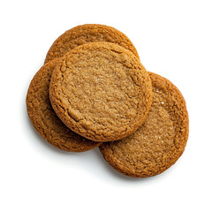 Soft and chewy gingerbread cookies with a warm, spiced flavor and a slightly crisp texture, isolated white background