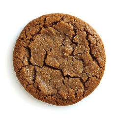 Soft and chewy molasses cookie with a deep brown color and slightly cracked surface, isolated white background, modern art style