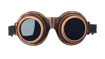 Copper steampunk glasses, goggles vintage fashion isolated.