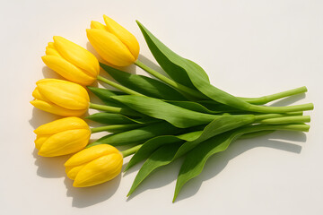 Obraz premium A beautiful bouquet of bright yellow tulips in full bloom