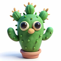 Fototapeta premium cute cartoon plasticine cactus