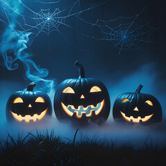 Spooky Halloween Pumpkins with Glowing Faces