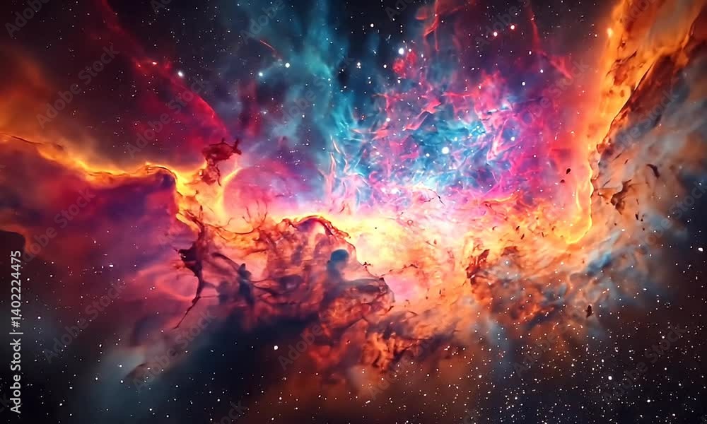 Canvas Prints vibrant cosmic nebula with colorful swirls and distant stars in the vastness of space