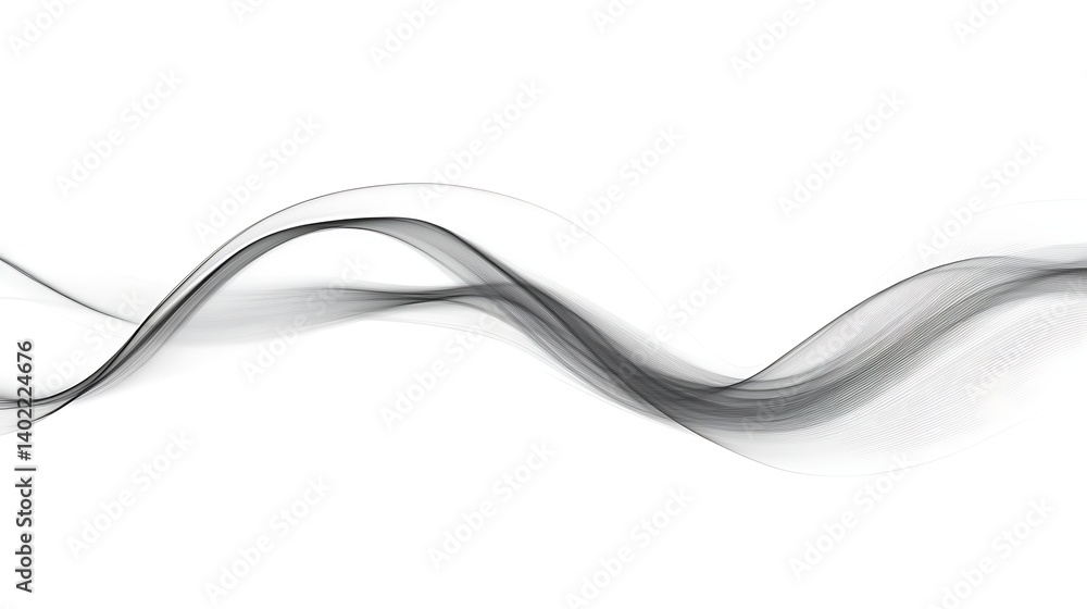Poster abstract flowing lines creating a sense of movement and tranquility against a clean white background