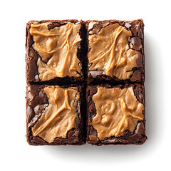 Soft and chewy peanut butter brownies with a rich, nutty flavor and fudgy texture, isolated white background