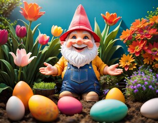 Obraz premium easter bunny with easter eggs