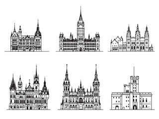 Fototapeta premium John Hancock Center Clear Vision Simple Black Line Art on White Background