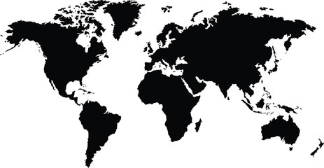 Map of world in Black flat style