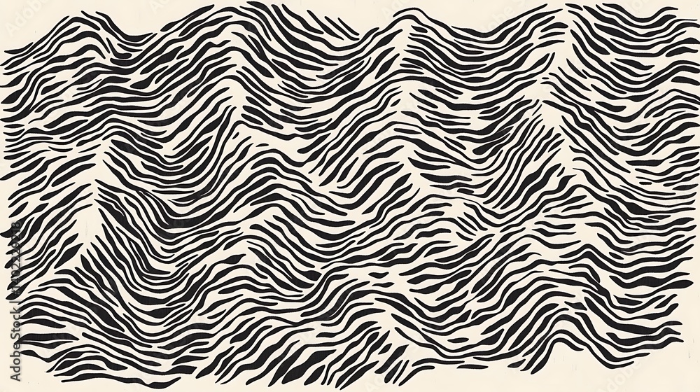 Aufkleber abstract pattern of flowing black and white stripes creating a dynamic visual texture