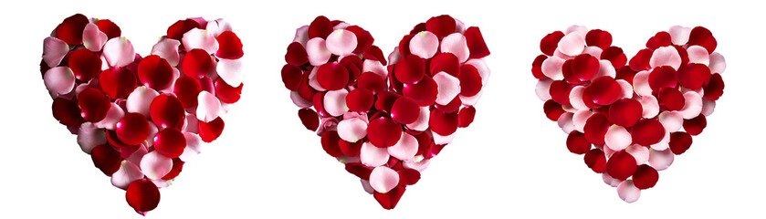 Heart Shape Made of Rose Petals On Transparent Background

