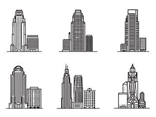 Naklejka premium Independence Hall Black Line Art Design