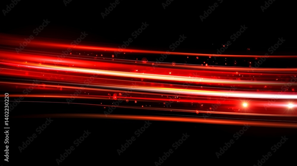 Poster abstract red light trails on a black background, creating a dynamic and energetic visual effect